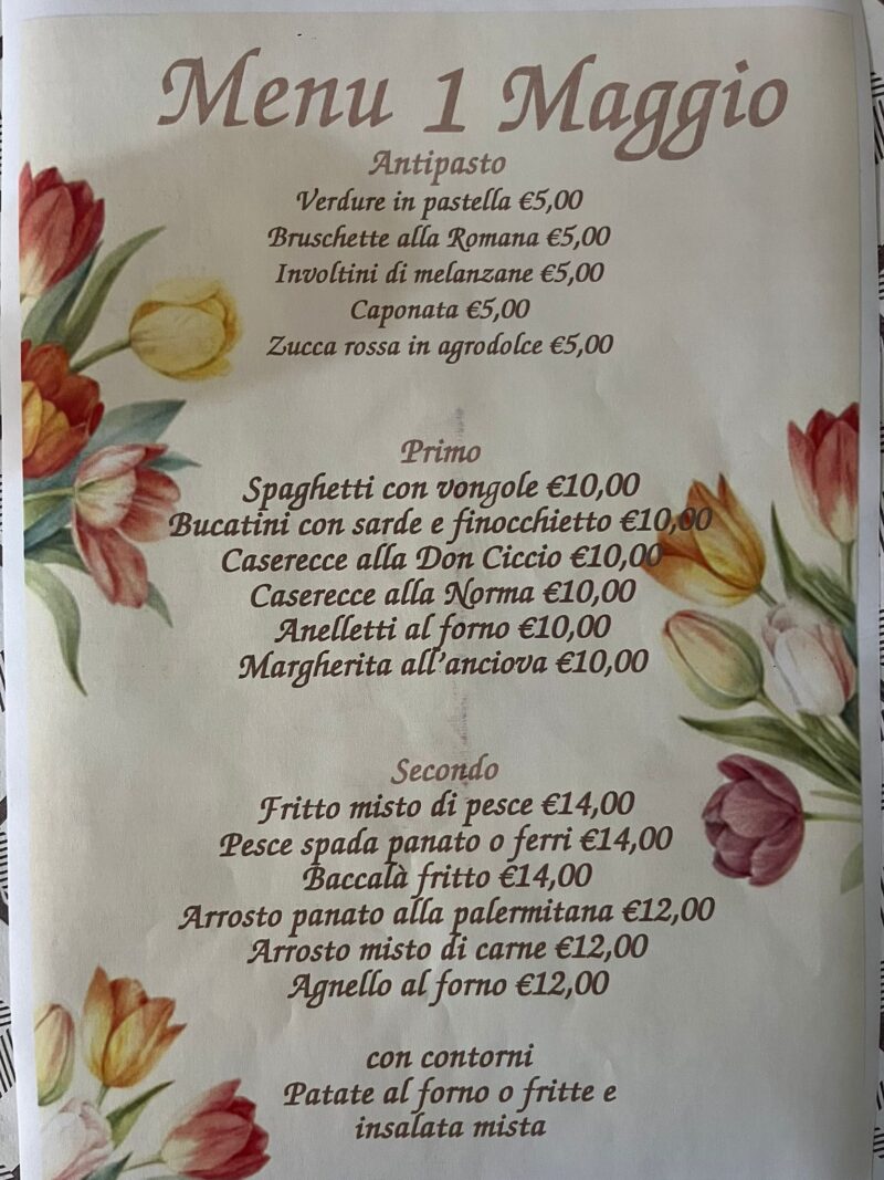 Menu del 1° Maggio